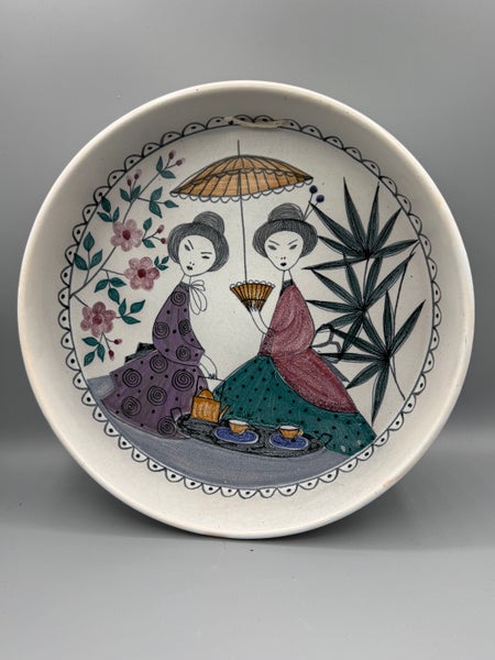 Kupittaan Savi, Laila Zink, sein&auml;lautanen, k&auml;sinmaalattu.