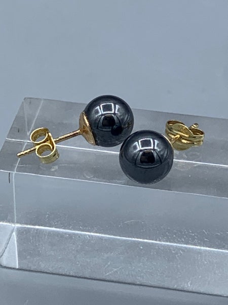 Vintage korvakorut, Kultaa, Hematiitti